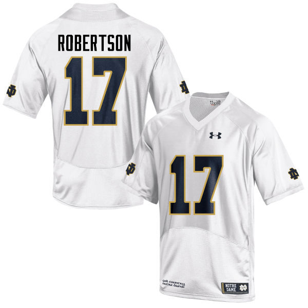 Men's NCAA Notre Dame Fighting Irish #17 Isaiah Robertson Stitched College Under Armour Authentic White Football Jersey HZ10R38AD